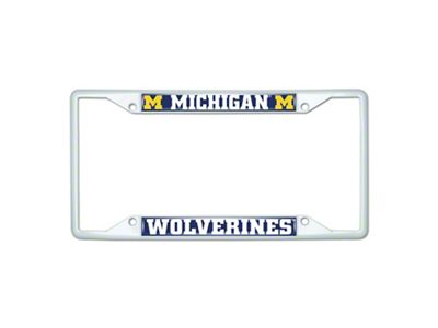 License Plate Frame with Michigan; White (Universal; Some Adaptation May Be Required)