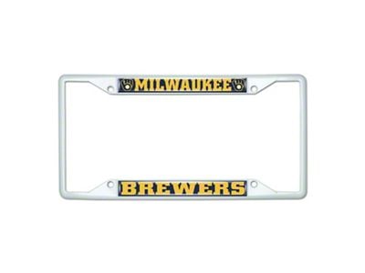 License Plate Frame with Milwaukee Brewers; White (Universal; Some Adaptation May Be Required)