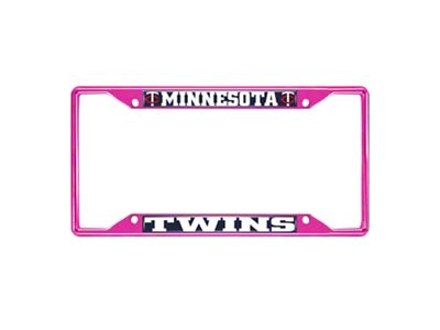 License Plate Frame with Minnesota Twins; Pink (Universal; Some Adaptation May Be Required)