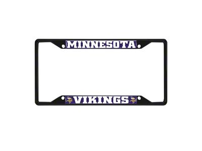 License Plate Frame with Minnesota Vikings Logo; Black and Purple (Universal; Some Adaptation May Be Required)