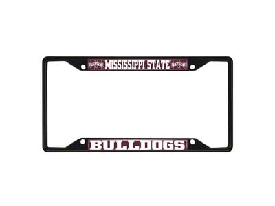 License Plate Frame with Mississippi State University Logo; Black and Maroon (Universal; Some Adaptation May Be Required)