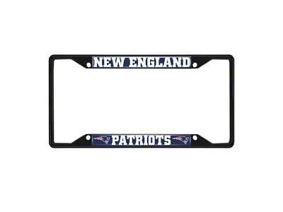 License Plate Frame with New England Patriots Logo; Black and Navy (Universal; Some Adaptation May Be Required)