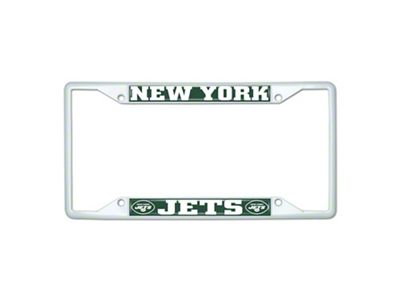 License Plate Frame with New York Jets; White (Universal; Some Adaptation May Be Required)