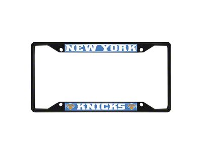 License Plate Frame with New York Knicks Logo; Black and Chrome (Universal; Some Adaptation May Be Required)