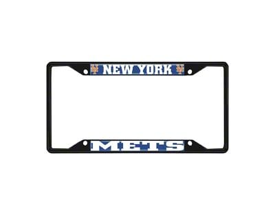 License Plate Frame with New York Mets Logo; Black and Navy (Universal; Some Adaptation May Be Required)