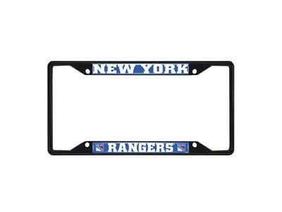 License Plate Frame with New York Rangers Logo; Black and Blue (Universal; Some Adaptation May Be Required)