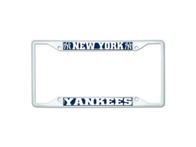 License Plate Frame with New York Yankees; White (Universal; Some Adaptation May Be Required)