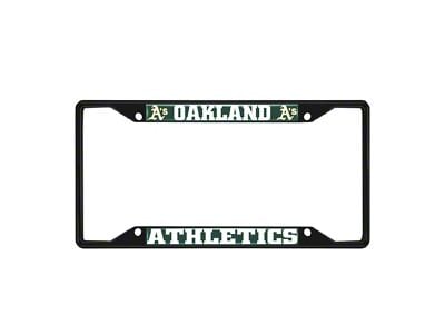 License Plate Frame with Oakland Athletics Logo; Black and Green (Universal; Some Adaptation May Be Required)