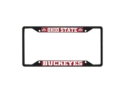 License Plate Frame with Ohio State University Logo; Black and Red (Universal; Some Adaptation May Be Required)