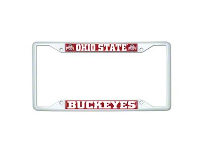 License Plate Frame with Ohio State; White (Universal; Some Adaptation May Be Required)