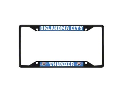 License Plate Frame with Oklahoma City Thunder Logo; Black and Chrome (Universal; Some Adaptation May Be Required)