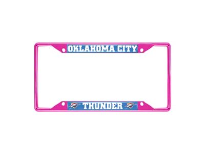 License Plate Frame with Oklahoma City Thunder; Pink (Universal; Some Adaptation May Be Required)