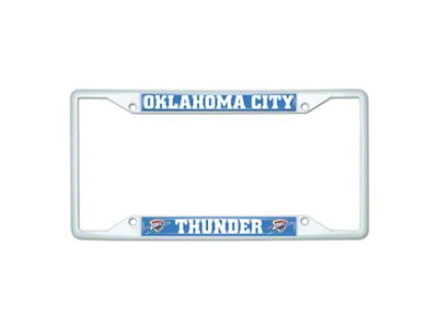 License Plate Frame with Oklahoma City Thunder; White (Universal; Some Adaptation May Be Required)