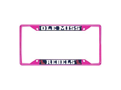 License Plate Frame with Ole Miss; Pink (Universal; Some Adaptation May Be Required)