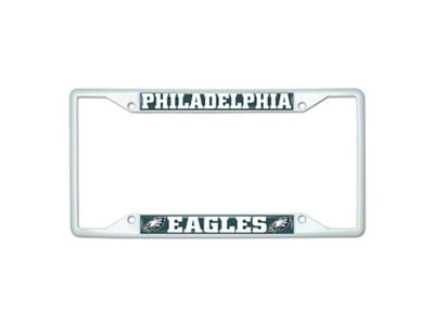 License Plate Frame with Philadelphia Eagles; White (Universal; Some Adaptation May Be Required)