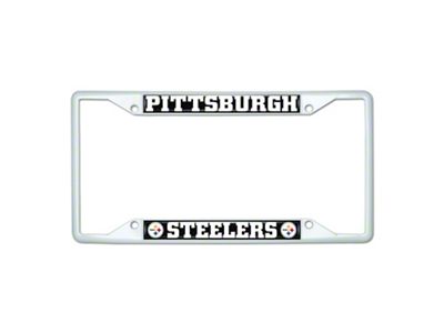 License Plate Frame with Pittsburgh Steelers; White (Universal; Some Adaptation May Be Required)