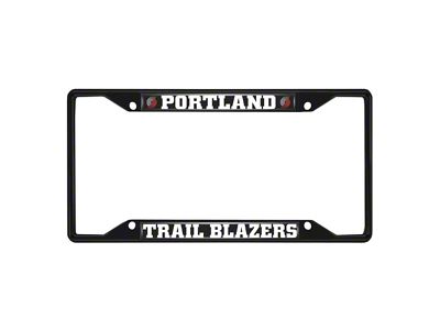 License Plate Frame with Portland Trail Blazers Logo; Black and Chrome (Universal; Some Adaptation May Be Required)