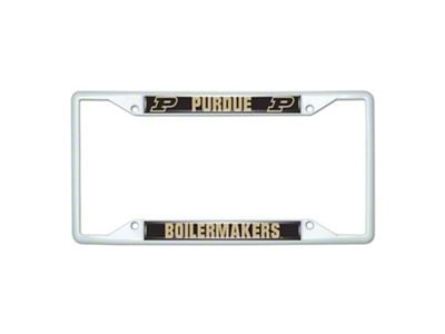 License Plate Frame with Purdue; White (Universal; Some Adaptation May Be Required)