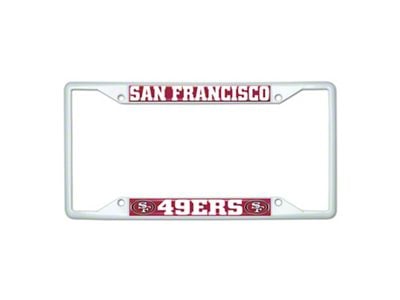 License Plate Frame with San Francisco 49ers; White (Universal; Some Adaptation May Be Required)