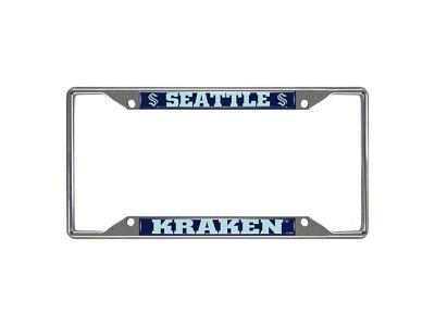 License Plate Frame with Seattle Kraken Logo; Chrome (Universal; Some Adaptation May Be Required)