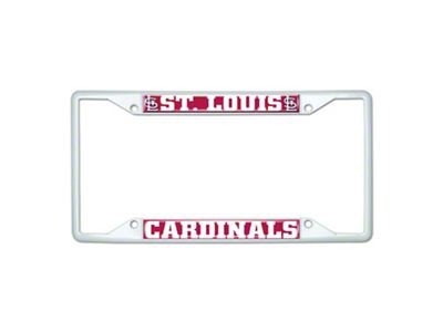 License Plate Frame with St. Louis Cardinals; White (Universal; Some Adaptation May Be Required)