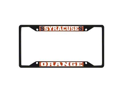 License Plate Frame with Syracuse University Logo; Black and Navy (Universal; Some Adaptation May Be Required)