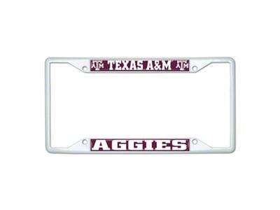 License Plate Frame with Texas A&M; White (Universal; Some Adaptation May Be Required)