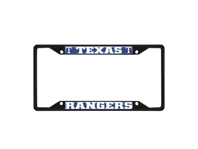 License Plate Frame with Texas Rangers Logo; Black and Blue (Universal; Some Adaptation May Be Required)