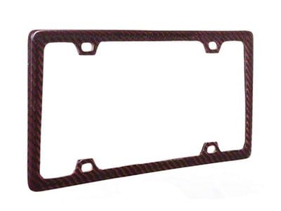 License Plate Frame; Thin Red Carbon Fiber (Universal; Some Adaptation May Be Required)