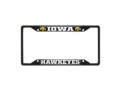 License Plate Frame with University of Iowa Logo; Black and Black (Universal; Some Adaptation May Be Required)