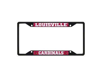 License Plate Frame with University of Louisville Logo; Black and Red (Universal; Some Adaptation May Be Required)