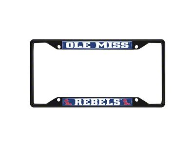 License Plate Frame with University of Mississippi Logo; Black and Red (Universal; Some Adaptation May Be Required)