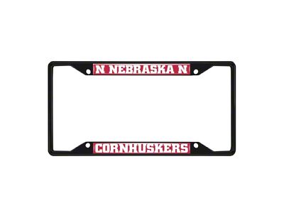 License Plate Frame with University of Nebraska Logo; Black and Red (Universal; Some Adaptation May Be Required)