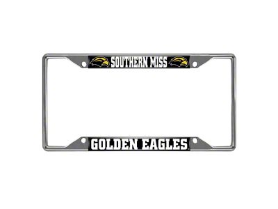 License Plate Frame with University of Southern Mississippi Logo; Chrome (Universal; Some Adaptation May Be Required)