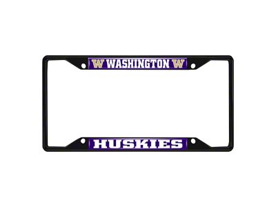 License Plate Frame with University of Washington Logo; Black and Purple (Universal; Some Adaptation May Be Required)