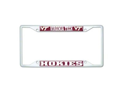 License Plate Frame with Virginia Tech; White (Universal; Some Adaptation May Be Required)