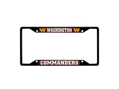 License Plate Frame with Washington Commanders Logo; Black and Black (Universal; Some Adaptation May Be Required)