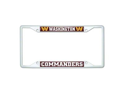 License Plate Frame with Washington Commanders; White (Universal; Some Adaptation May Be Required)