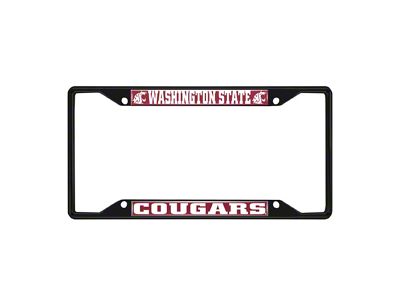 License Plate Frame with Washington State University Logo; Black and Gray (Universal; Some Adaptation May Be Required)