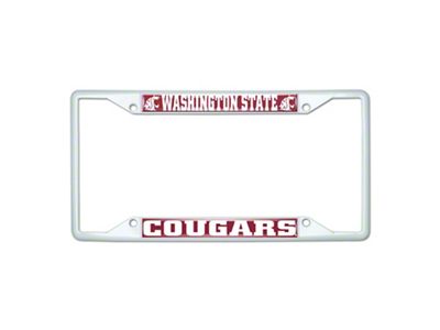 License Plate Frame with Washington State; White (Universal; Some Adaptation May Be Required)