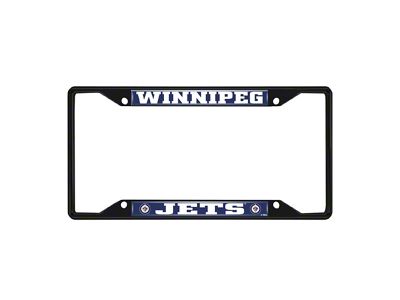 License Plate Frame with Winnipeg Jets Logo; Black and Navy (Universal; Some Adaptation May Be Required)