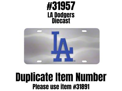 License Plate with Los Angeles Dodgers Logo; Stainless Steel (Universal; Some Adaptation May Be Required)