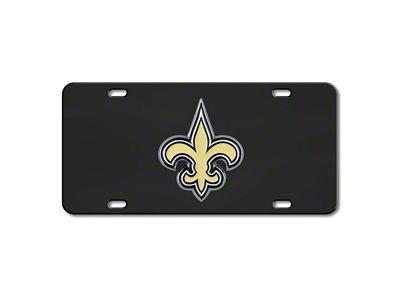 License Plate with New Orleans Saints Logo; Black (Universal; Some Adaptation May Be Required)