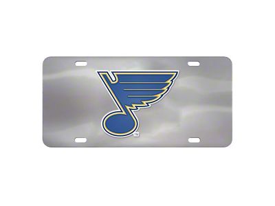 License Plate with St. Louis Blues Logo; Stainless Steel (Universal; Some Adaptation May Be Required)