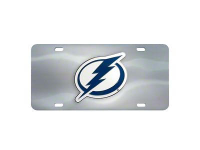 License Plate with Tampa Bay Lightning Logo; Stainless Steel (Universal; Some Adaptation May Be Required)