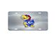 License Plate with University of Kansas Logo; Stainless Steel (Universal; Some Adaptation May Be Required)