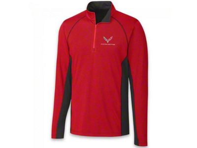 Men's Colorblock Half Zip Jacket; Red/Black