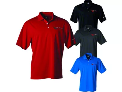 Men's Nike Dri-FIT Polo Shirt with C6 Grand Sport Logos; Varsity Red