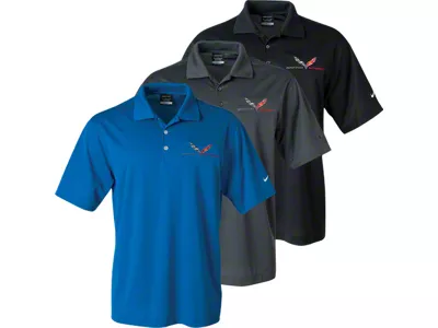 Men's Nike Dri-FIT Polo Shirt with C7 Grand Sport Logo; Anthracite