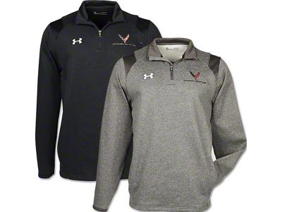 Men's Under Armour Quarter-Zip Mid-Weight Pullover with C8 Logos; Black